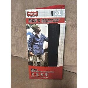 Wrangler Workwear Men's Heavyweight Thermal Bottoms 2XL Black Pant Long John’s